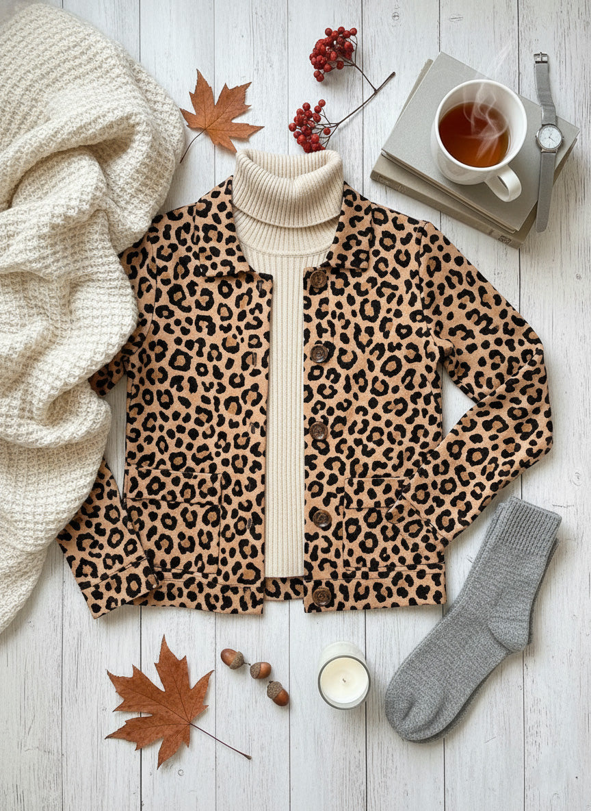 CLEARANCE SALE🔥 Casual Lapel Pocket Leopard Print Jacket